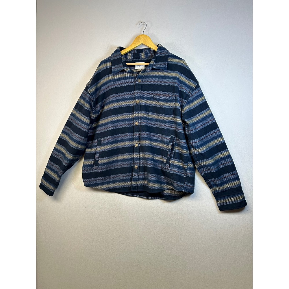 Workwear Shacket Goodfellow‎ & Co Mens XXL Striped Heavy Cotton Flannel Jacket - Picture 9 of 9